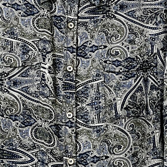 Westport 1962 Womens Black White Blue Paisley Button-Down Long Sleeve Shirt 2X - Picture 4 of 9